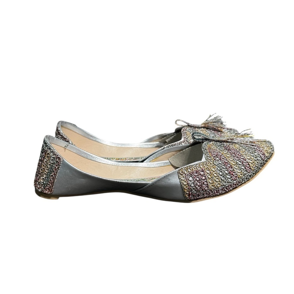Women's Silver Wedding Bridal Khussa Indian Wedding Jutti Punjabi Flats